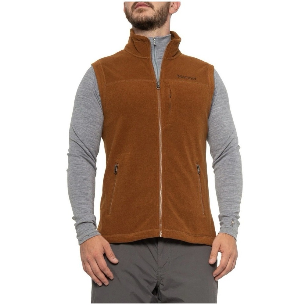MARMOT  Maple Brown COLFAX Fleece Full Zip VEST Jacket Mens Size Large
